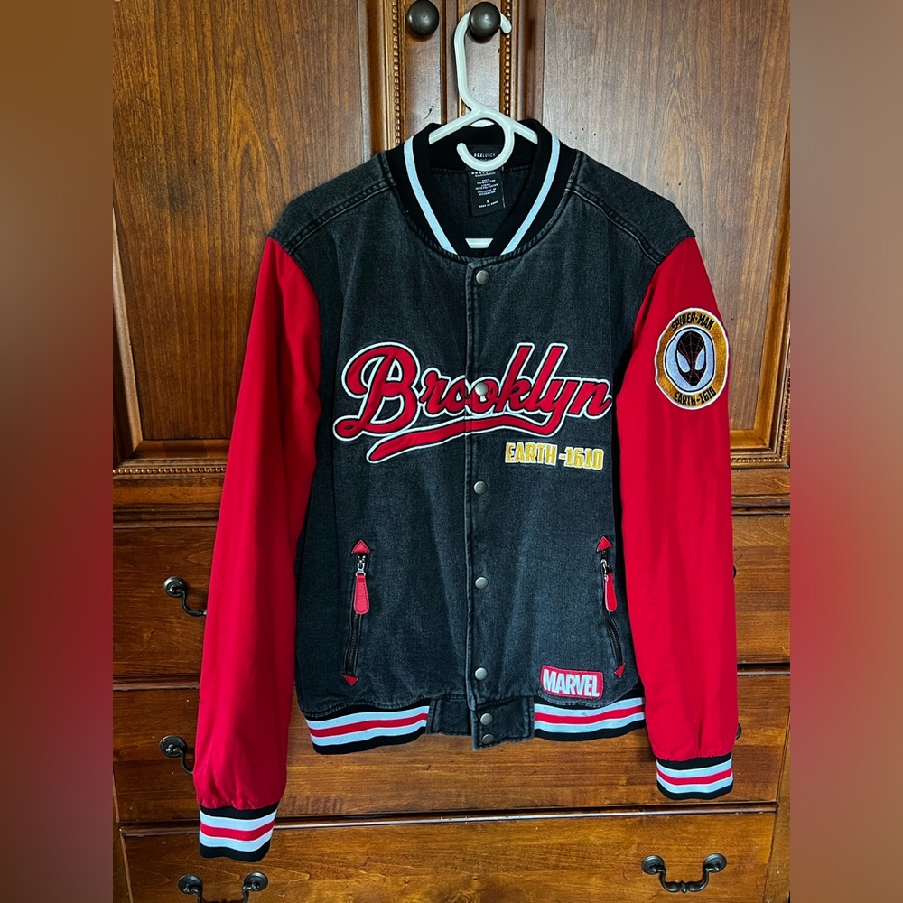 Marvel Spider-Man Miles Morales Denim Varsity Jacket - BoxLunch Exclusive